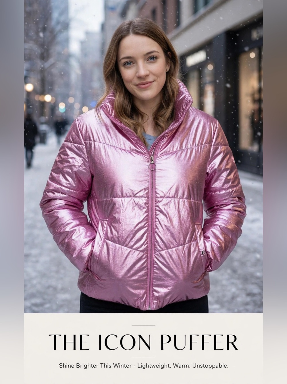TCEC Metallic Pink Women's Puffer Jacket
